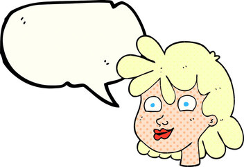 comic book speech bubble cartoon female face