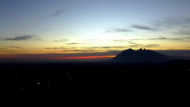 El Cerro de la Silla (Monterrey, Mexico) with Sunrise in the Background
