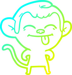 cold gradient line drawing funny cartoon monkey