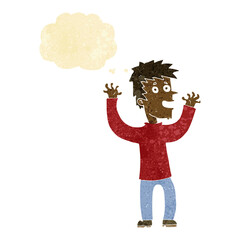 cartoon excited man with thought bubble
