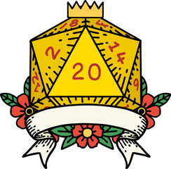 natural 20 critical hit D20 dice roll illustration