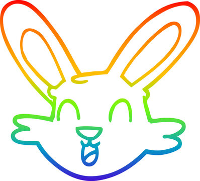 recommend clip art: rainbow gradient line drawing cartoon cute bunny