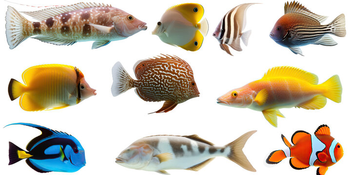 Pure and Pristine: Professional Fish Vector Resources on White