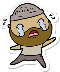 sticker of a cartoon bearded man crying