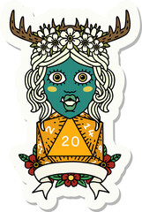 orc druid character with natural twenty dice roll sticker
