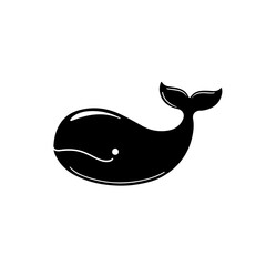 Cute Whale Design Logo Monochrome Design Style