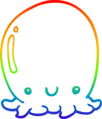 rainbow gradient line drawing cute cartoon octopus