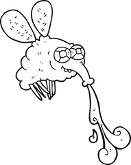 black and white cartoon gross fly