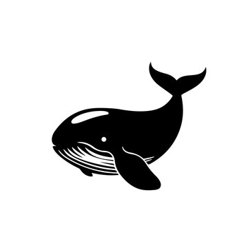 Cute Whale Logo Monochrome Design Style