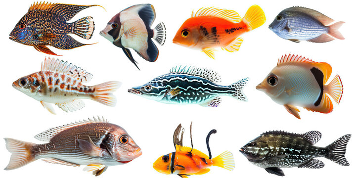 Isolated Elegance: Premium Graphic Resources of Fish on White