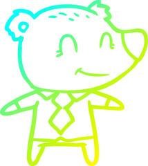 cold gradient line drawing cartoon bear in shirt and tie