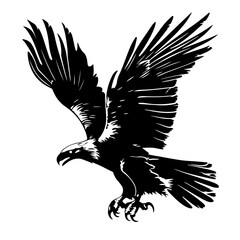 Eagle Attacking Logo Monochrome Design Style