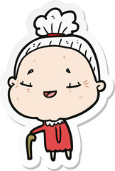 sticker of a cartoon old lady