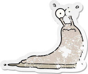 distressed sticker of a cartoon slug