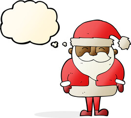 cartoon santa claus with thought bubble