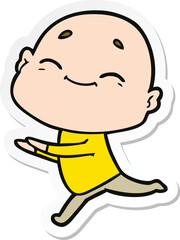 Obraz premium sticker of a happy cartoon bald man