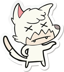 sticker of a cartoon dead fox
