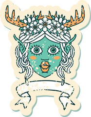 elf druid character face with banner illustration