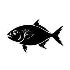 Fish ocean animal sea creature aquatic life Logo Monochrome Design Style