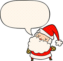 cartoon santa claus and speech bubble in comic book style