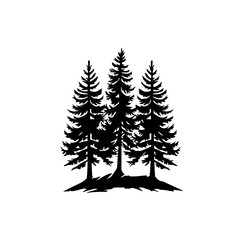 Forest Tree Row Logo Monochrome Design Style