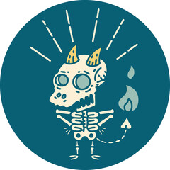 icon of tattoo style skeleton demon character
