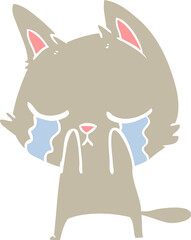 crying flat color style cartoon cat