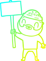 cold gradient line drawing cartoon bearded man