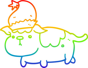 rainbow gradient line drawing cute christmas dog