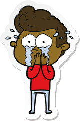 sticker of a concerned crying man