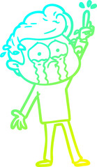 Fototapeta premium cold gradient line drawing cartoon crying man trying to ask a question