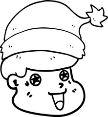 cartoon man wearing christmas hat