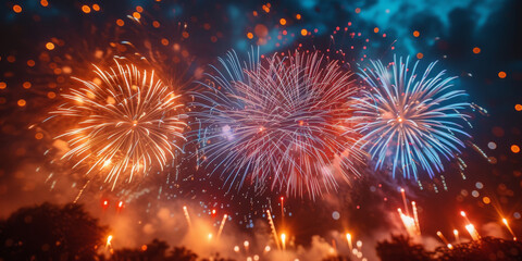 4th of July fireworks - obrazy, fototapety, plakaty