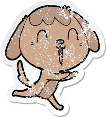 distressed sticker of a cute cartoon dog