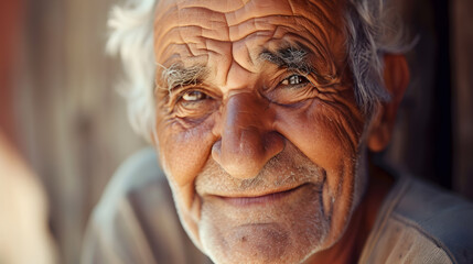 old man with deep wrinkles portrait, generative ai