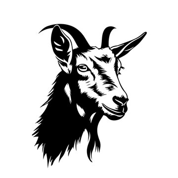 Goat head silhouette Logo Monochrome Design Style