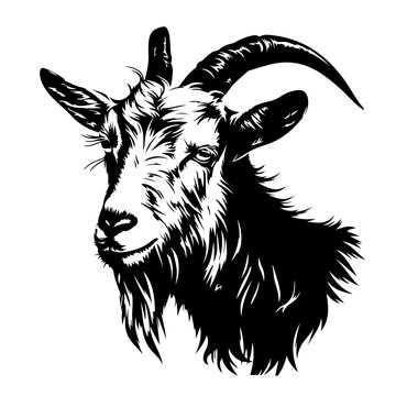 Goat head sketch Logo Monochrome Design Style
