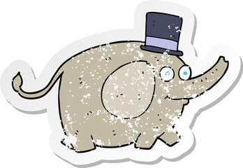 retro distressed sticker of a cartoon elephant