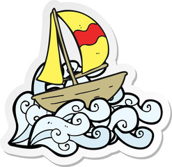 sticker of a cartoon sail ship