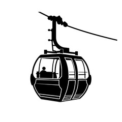 Gondola Lift Cable Car Logo Monochrome Design Style - obrazy, fototapety, plakaty
