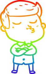 rainbow gradient line drawing cartoon model guy pouting