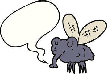 cartoon fly and speech bubble