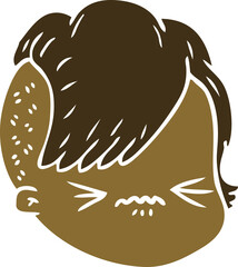 flat color style cartoon female face