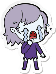 Fototapeta premium sticker of a cartoon crying vampire girl