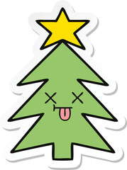 Fototapeta premium sticker of a cute cartoon christmas tree