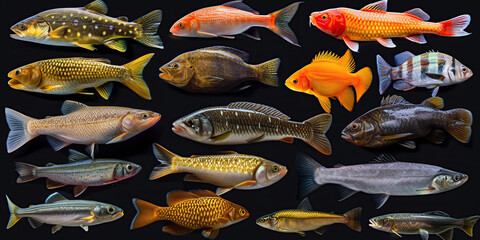 Contrasting Colors: Striking PNG Image of Fish on Black