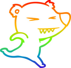 rainbow gradient line drawing running polar bear cartoon