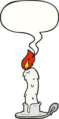 cartoon spooky old candle and speech bubble