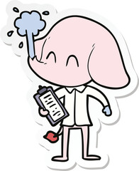 sticker of a cute cartoon elephant spouting water