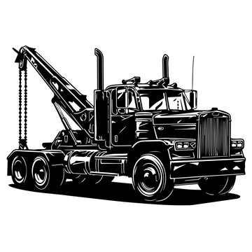 Heavy Duty Tow Truck Logo Monochrome Design Style